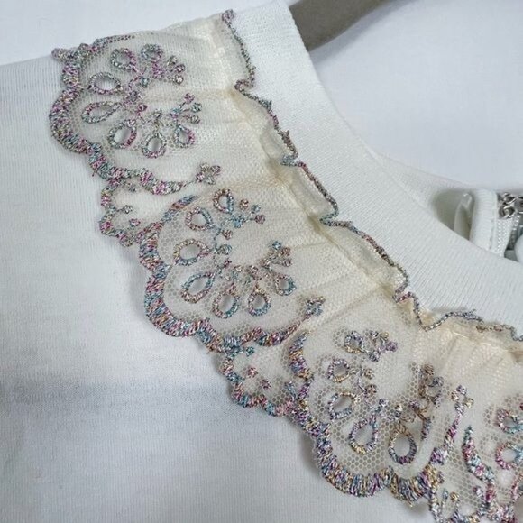 NWT CHRISTOPHER KANE Ruffle Trim Tee Shirt Size Small - Picture 3 of 11